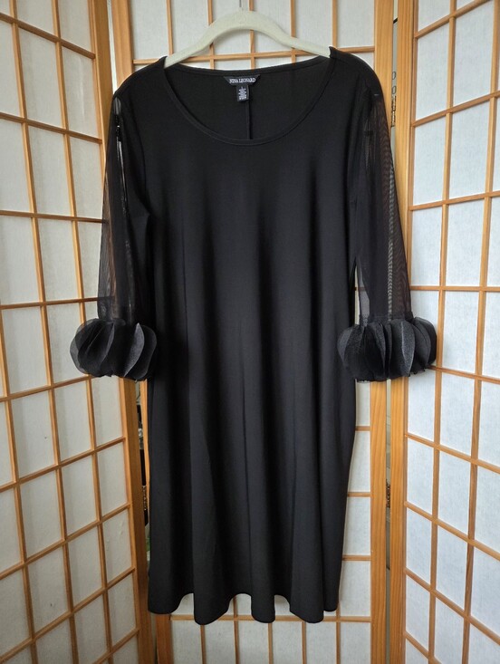 Nina Leonard Dresses & Skirts - NINA LEONARD BLACK SHEER SLEEVES POLYESTER KNEE LENGTH DRESS SIZE LARGE